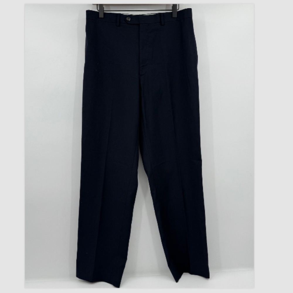 Ralph Lauren Pants Men 33x32 Blue Trousers Flat Front Slash Pocket Office Slacks